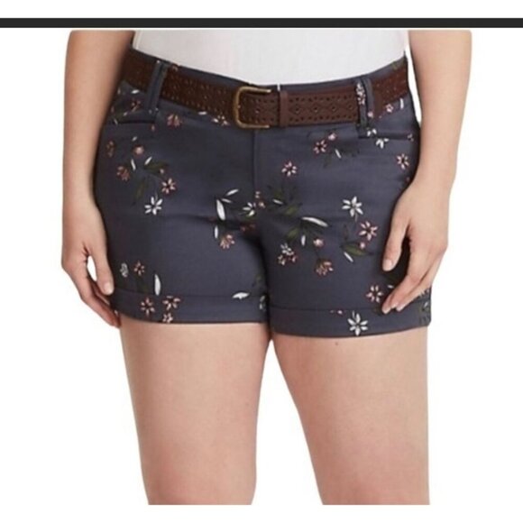 Torrid‎ Floral Print Gray Chino Short Size 24 - Picture 1 of 8